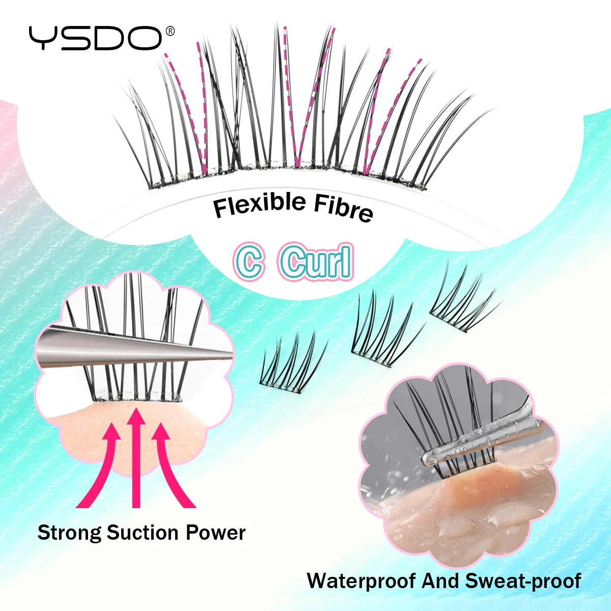 YSDO Selbstklebende Wimpern, 10 Reihen, DIY, natürliche Cluster-Wimpern mit Pinzette, kein Kleber erforderlich, individuelle Wimpernverlängerung, wiederverwendbar – Detail 26