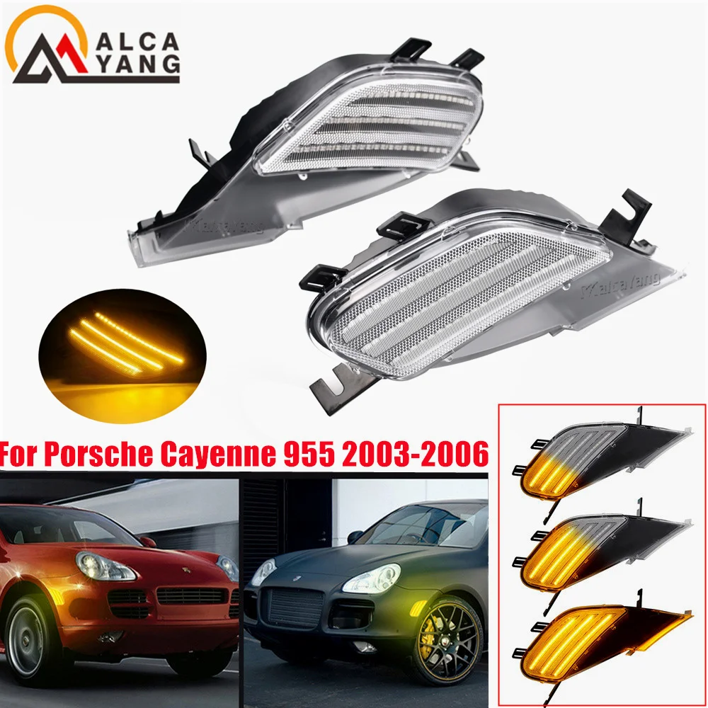 2Pcs Dynamic Amber LED Side Marker Light For Porsche Cayenne 955 2003-2006 Turn Signal Lamp Car Blinker 95563103301 95563103310