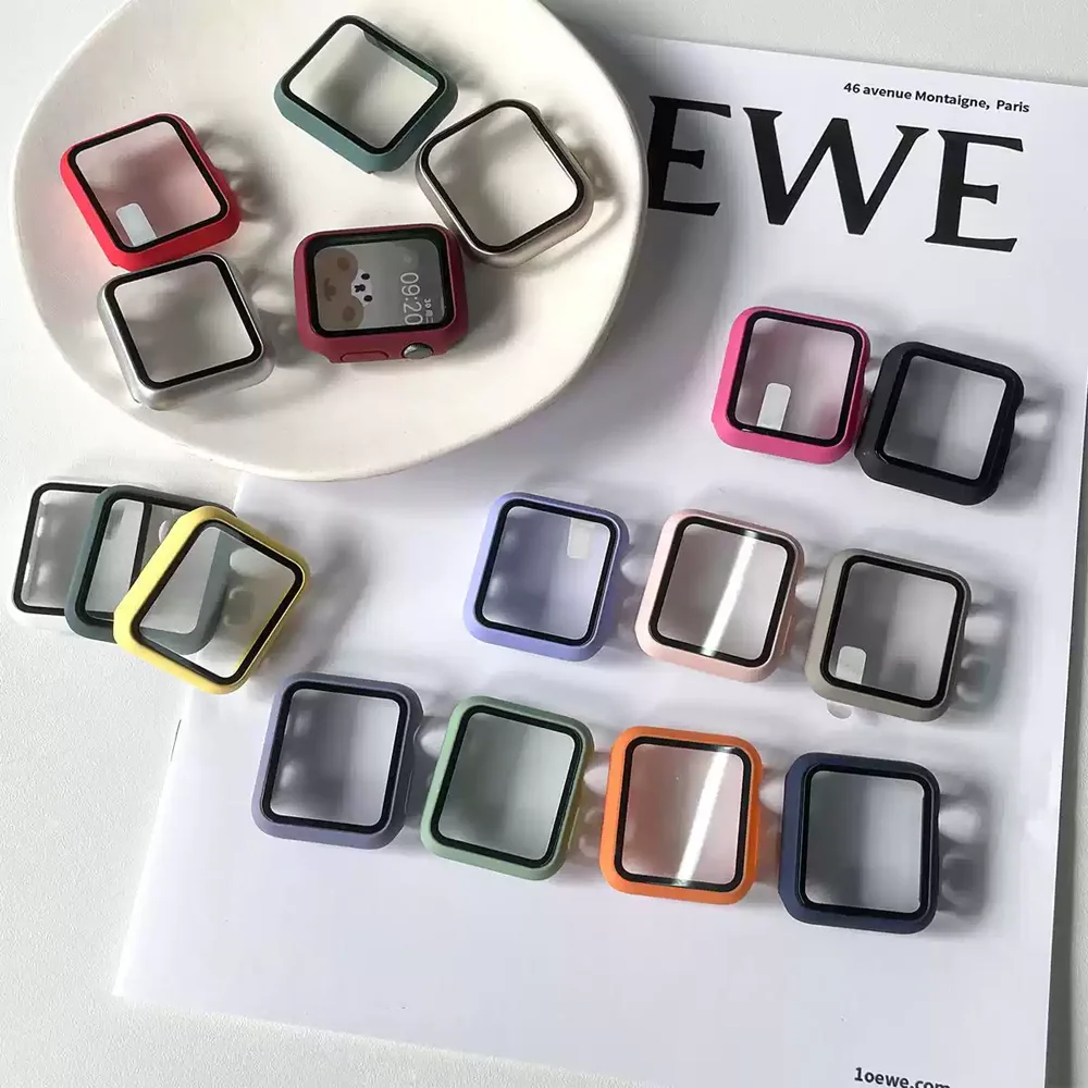 3 Pack Tempered Glass Cover for Apple Watch Screen Protector Case 9 8 7 6 5 4 3 SE 40MM 41mm 46mm 45mm 10 42mm 38mm Accessories