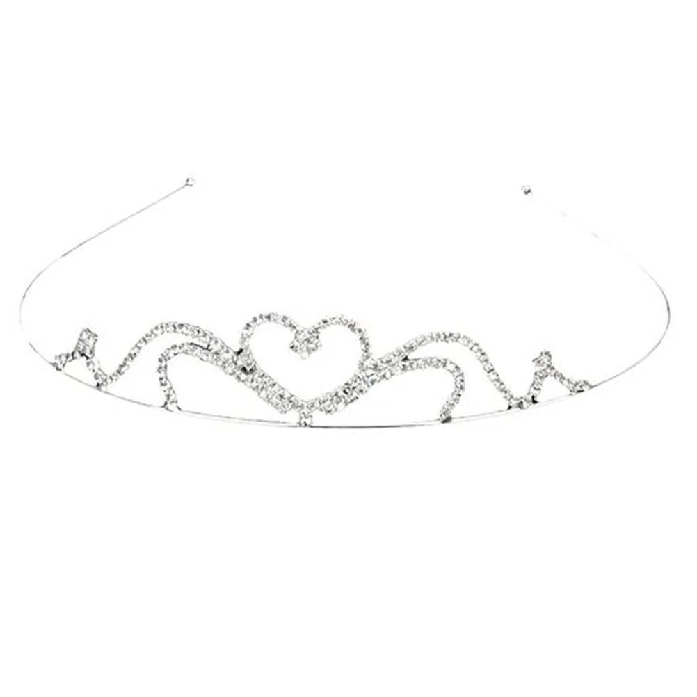 

Heart Crown Silver Alloy Hairband Bridal Wedding Party Hair Clip Barrette Shiny Durable Accessory for Kids Adults