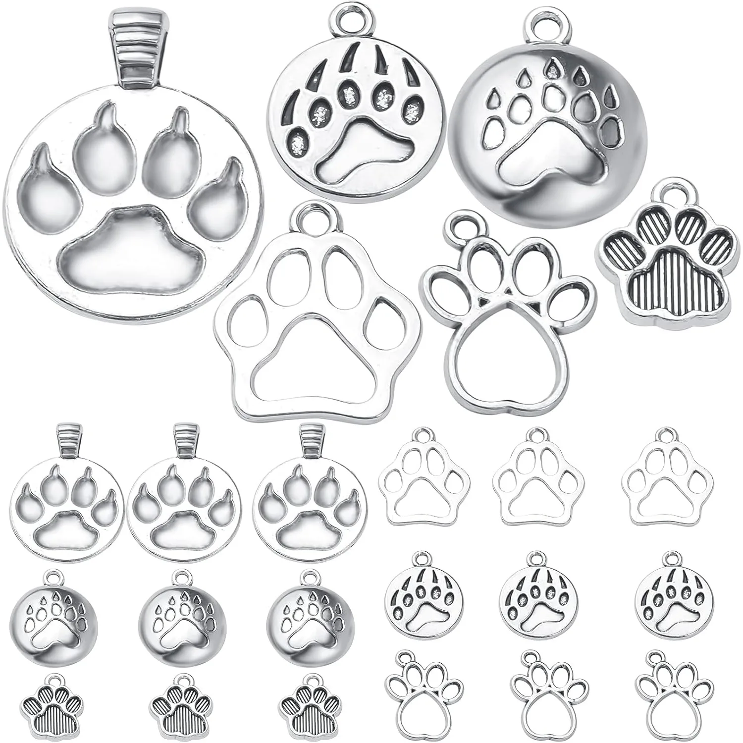 

60pcs Alloy Animal Paw Prints Pendants Cute Bear Footprint Dangle Charms for DIY Bracelet Earrings Necklace Jewelry Making
