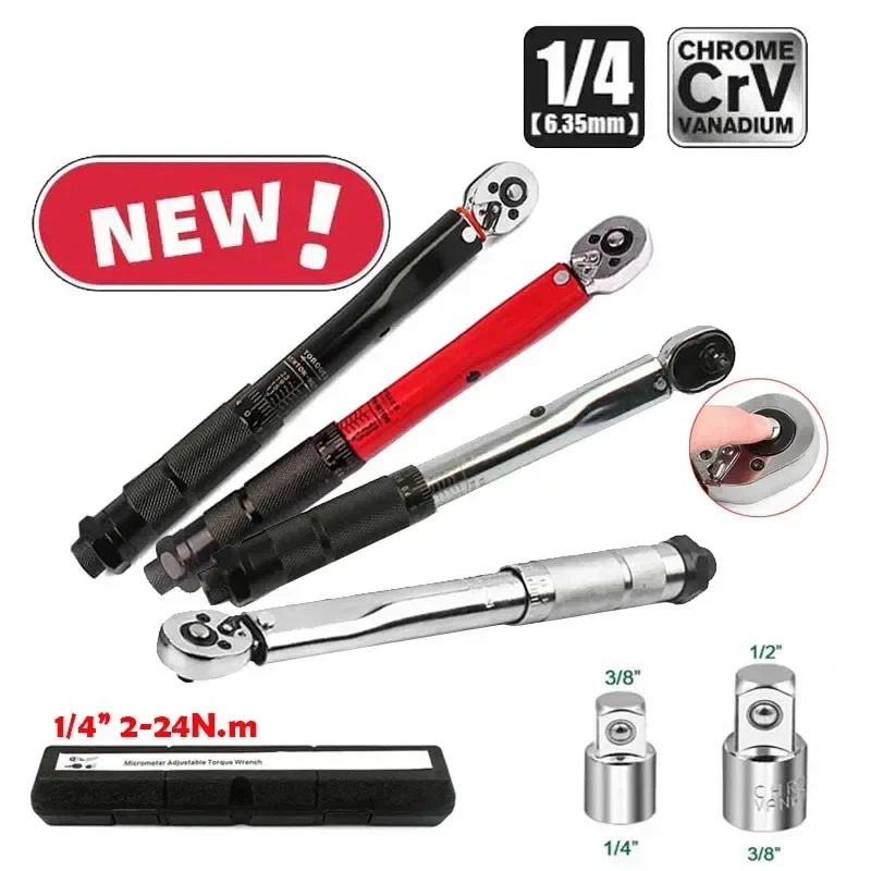 

2-24N.m Torque Wrench 1/4'' Square Drive Preset Bicycle Torques Key It comes off with one click Bike Automotive Hand Tools