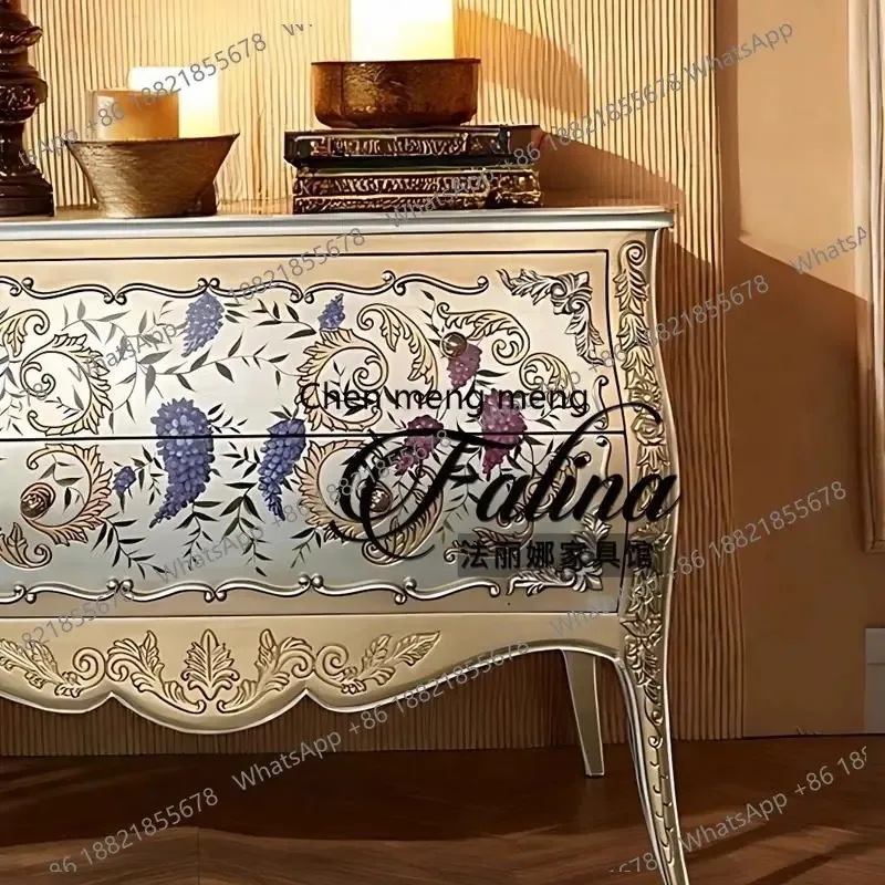 RR French entry chest, entrance cabinet facing the door, painted bedroom decoration storage, storage side cabinet