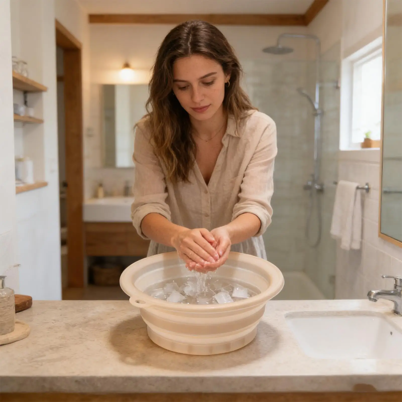 

Ice Face Bowl Facial Cold Plunge Basin Face Ice Compress Basin For Bathroom Shower Home Hotel Business Trip Camping Gym