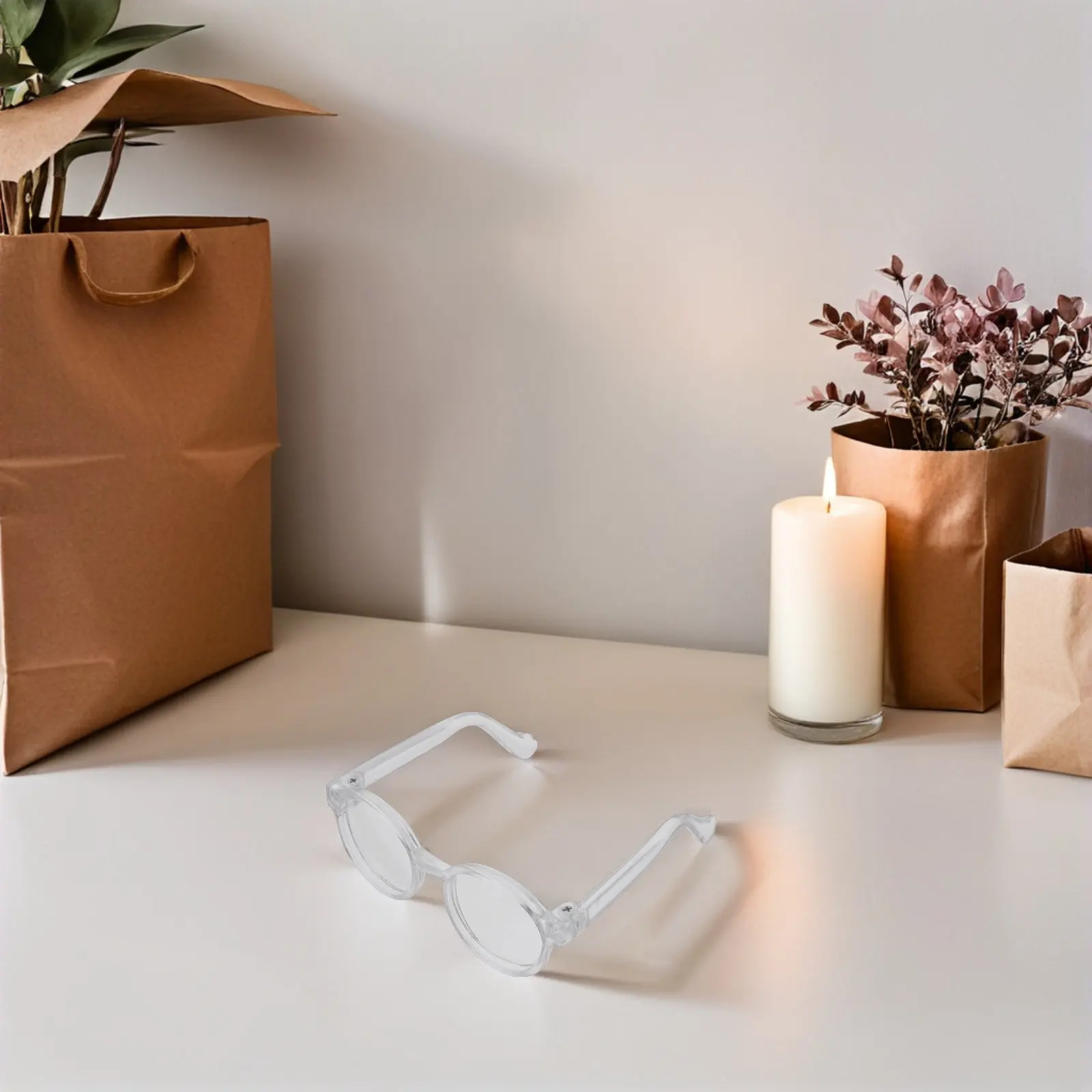 

5 шт. миниатюрных круглых очков с прозрачными линзами, пластиковые фальшивые очки, аксессуары для костюмов, реквизит для косплея, вечеринок, поделок, для домашних животных