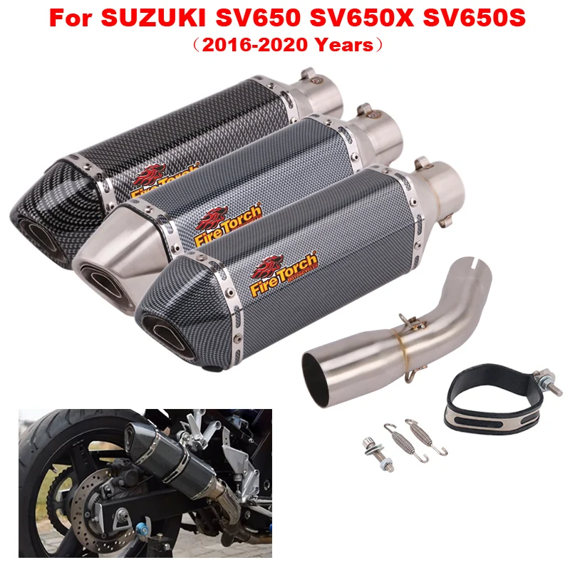 

Motorcycle Exhaust Escape Mid Link Pipe With Moto Muffler DB Killer Slip On For SUZUKI SV650 SV650X SV650S SV 650 2016 - 2020