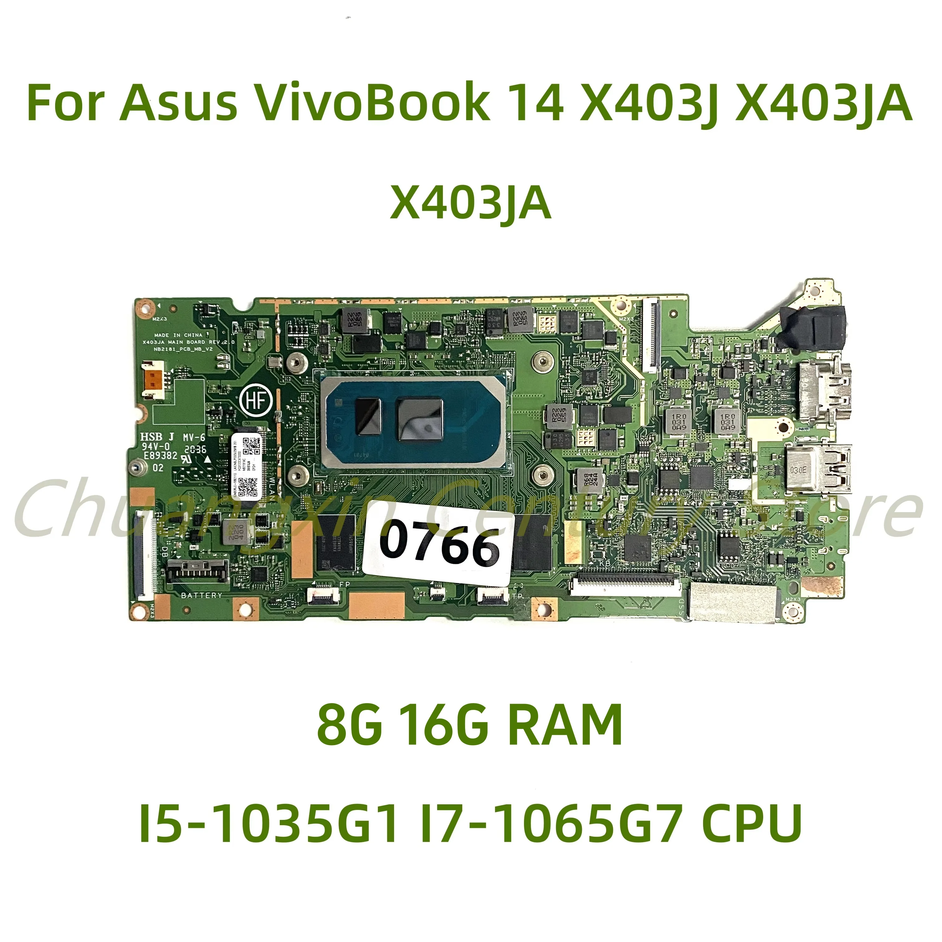 Suitable for Asus VivoBook 14 X403J X403JA S403JA laptop motherboard X403JA with I5-1035G1 CPU 8G RAM 100% Tested