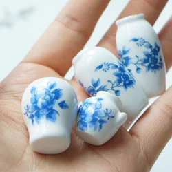 1 Pcs, Mini Blue Ceramic Vase, Decorative Vase, Doll House Ceramic Vase, Cute Mini Desktop Decoration, Vintage Home Decor