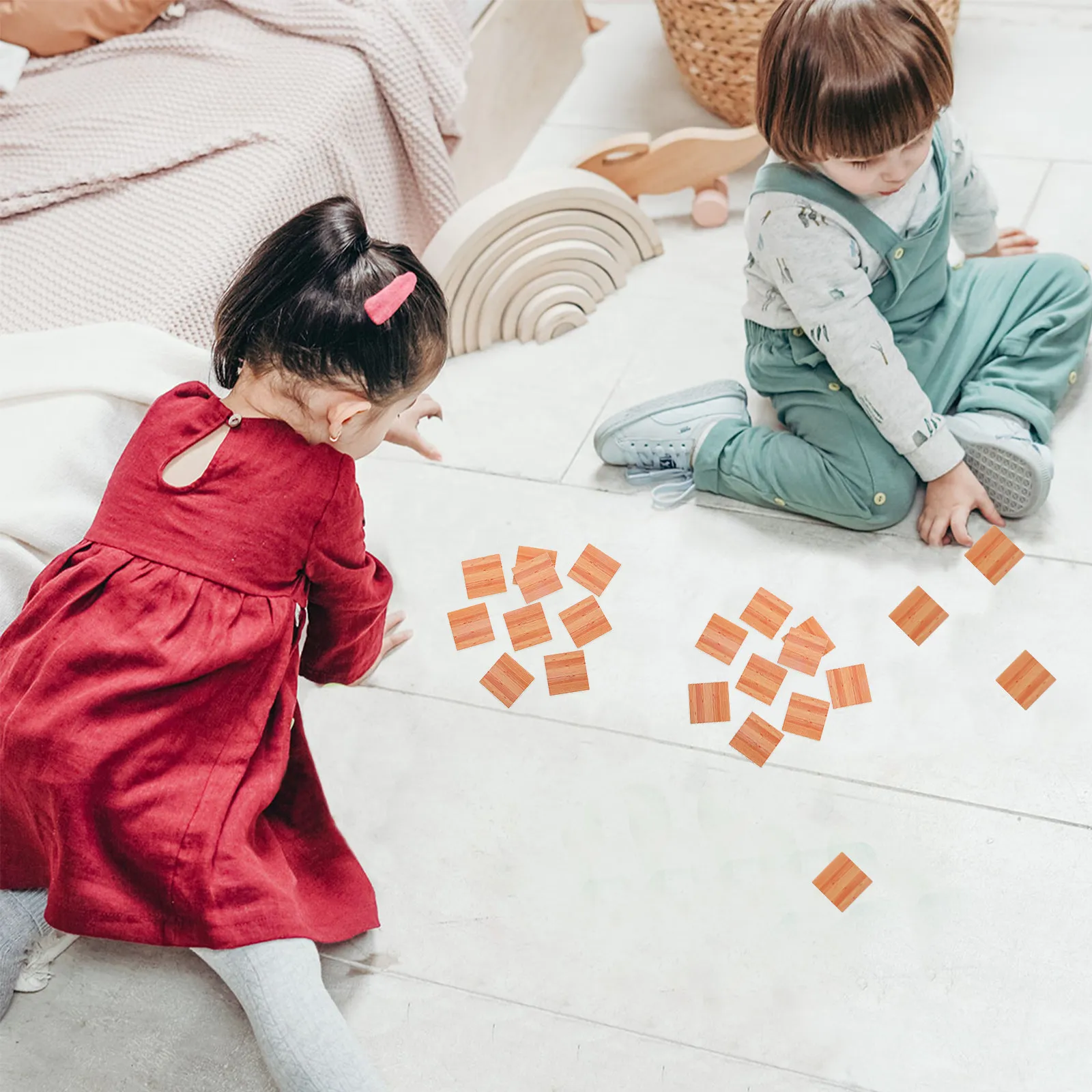 

18Pcs Realistic Wood Floor Decoration Miniature for Tiny Dolly House Furniture Imitation Floors Small Miniature Floors