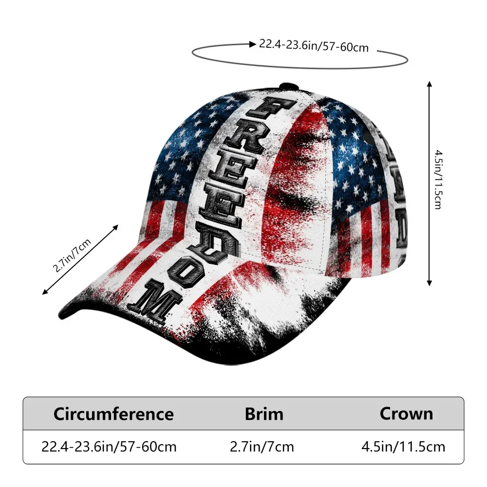 Customization Hats 1pc 2D Flat American Flag Freedom Design Casual Duckbill Hat, Adjustable Design, Ideal For Casual Attire, Gre