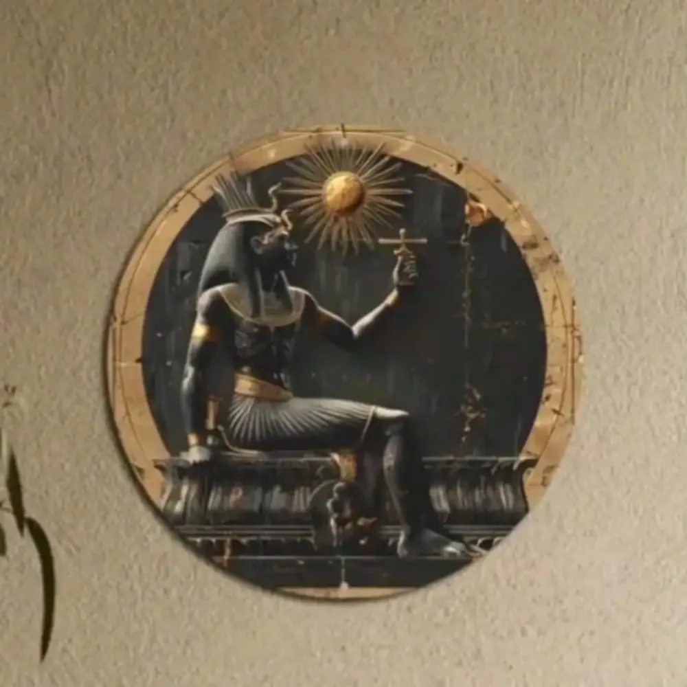 فن جدار معدني من الفرعون المصري - منحوتة بسيطة لديكور باب المكتب والمنزل