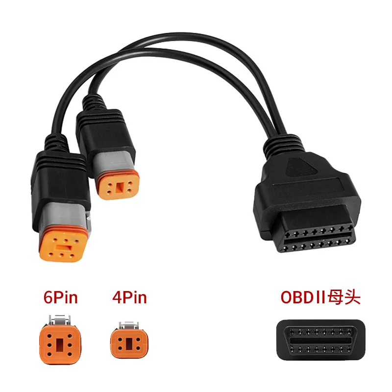 2 IN 1 Motorcycle OBD2 Adapter Cable For Harley Davidson 4Pin 6Pin to 16Pin Motorbike Diagnostic Connector Extension Cable