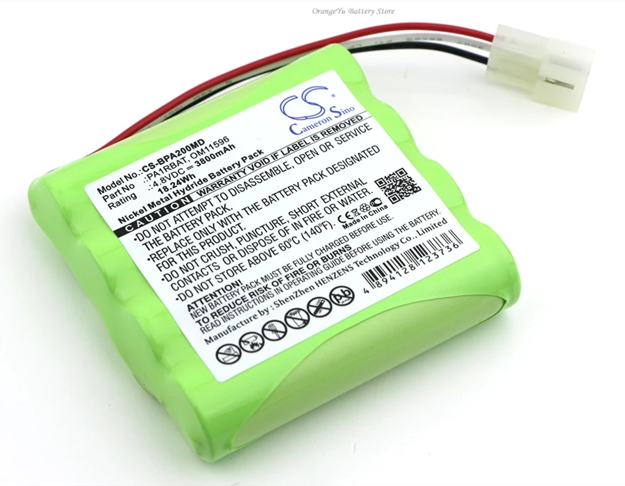 

4.8V 3800mAh Medical Battery PA1RBAT OM11596 84932 for Bullard PA20 Air Purifying System, PA20 RSPIRATOR +TOOL