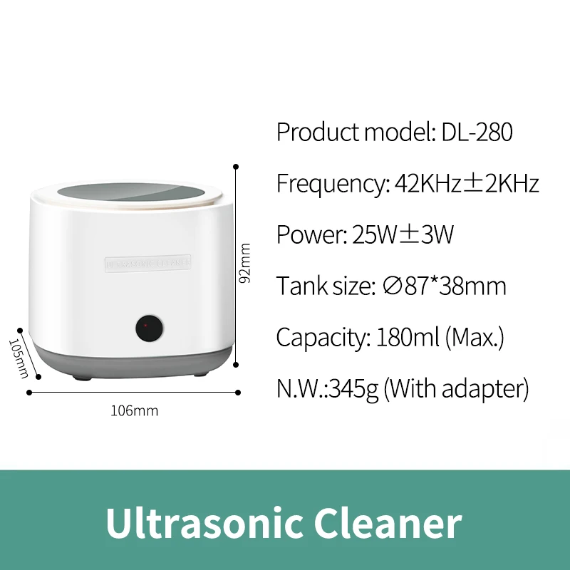 STLF Super Strong 45kHZ Ultrasonic Cleaner Low Noise Portable Jewelry and Denture Washing Device Electric Power Source