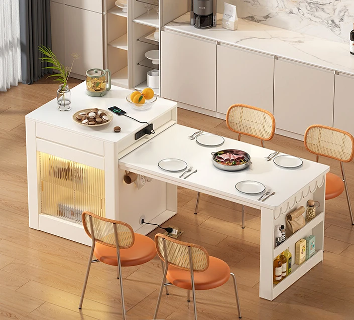 

Light Luxury Dining Table Integrated Scalable Small Unit French Cream Style Restaurant Bar Counter Cabinet