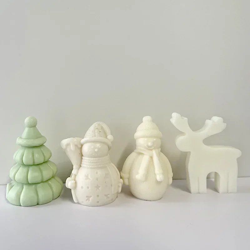 3D Christmas Silicone Candle Mold DIY Christmas Tree Gypsum Handmade Soap Cake Chocolate Molds Resin Making Home Decor Navidad