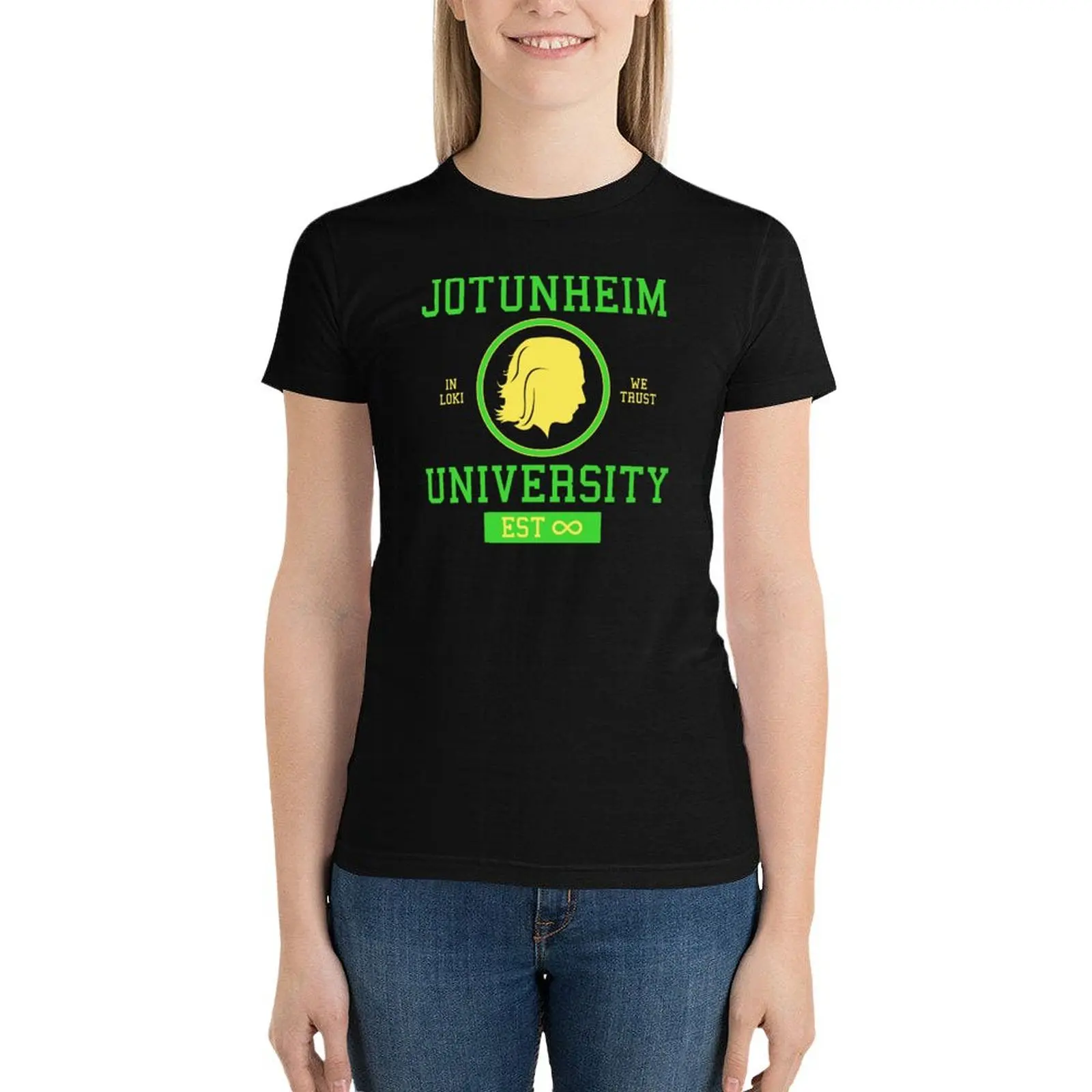 Universidade Jotunheim camiseta para mulheres, roupas bonitos, moda coreana, hippie tops