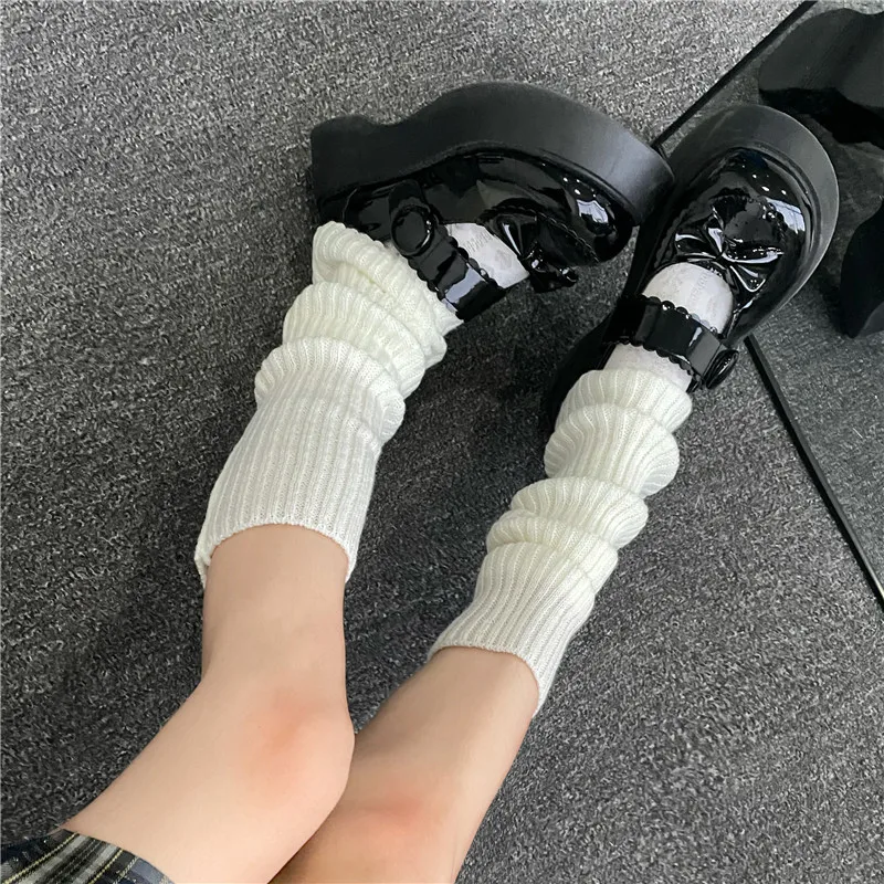 2023 Lolita Long Socks Women Leg Warmers Knitted Warm Foot Cover White Arm Warmer Ladies Autumn Winter Crochet Socks Boot Cuffs