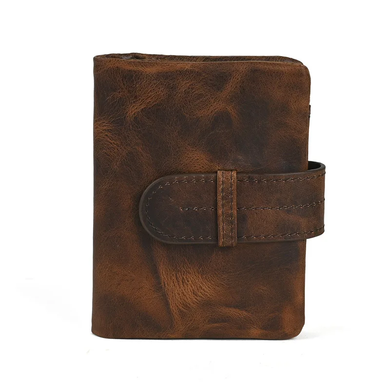 LD-Retro leather wallet, long top layer cowhide wallet, casual and versatile, crazy horse leather multifunctional coin purse