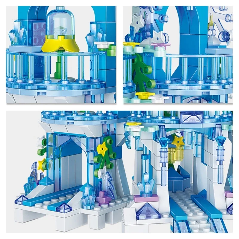 Amigo frozenlye anna elsa princesa castelo cavalo relógio torre blocos de construção kit compatível tijolos modelo filme crianças brinquedos para gir