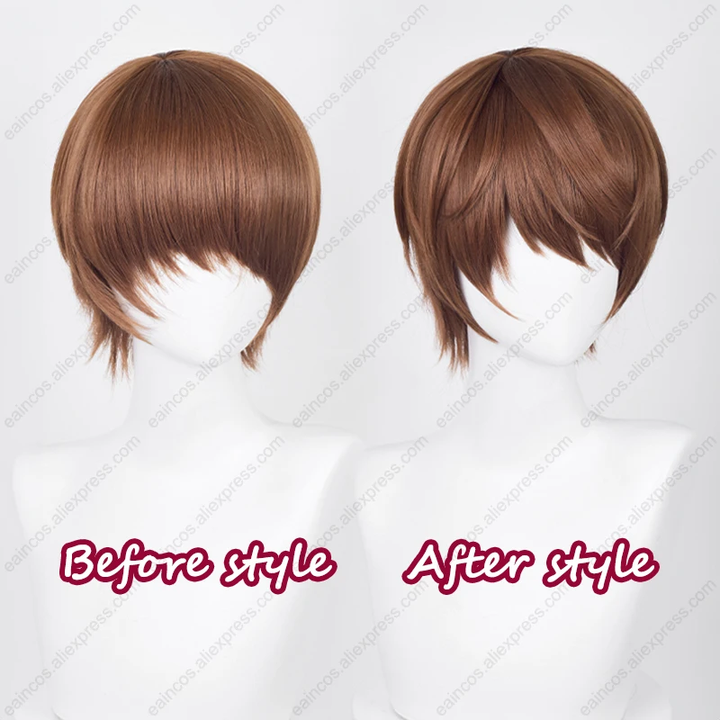 Anime Yagami Light Cosplay Perücke 30 cm dunkelbraune kurze Haare hitzebeständige synthetische Perücken