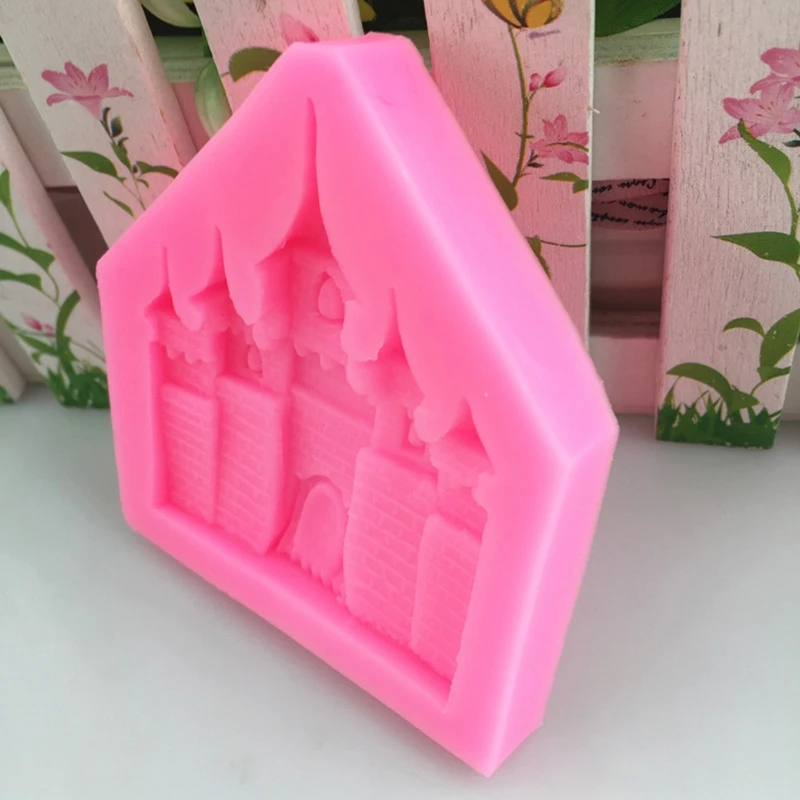 Soft Silicone Molds Castle House Building for Fondant Chocolate Cake Decoration Bakeware DIY Plaster Making Moulds