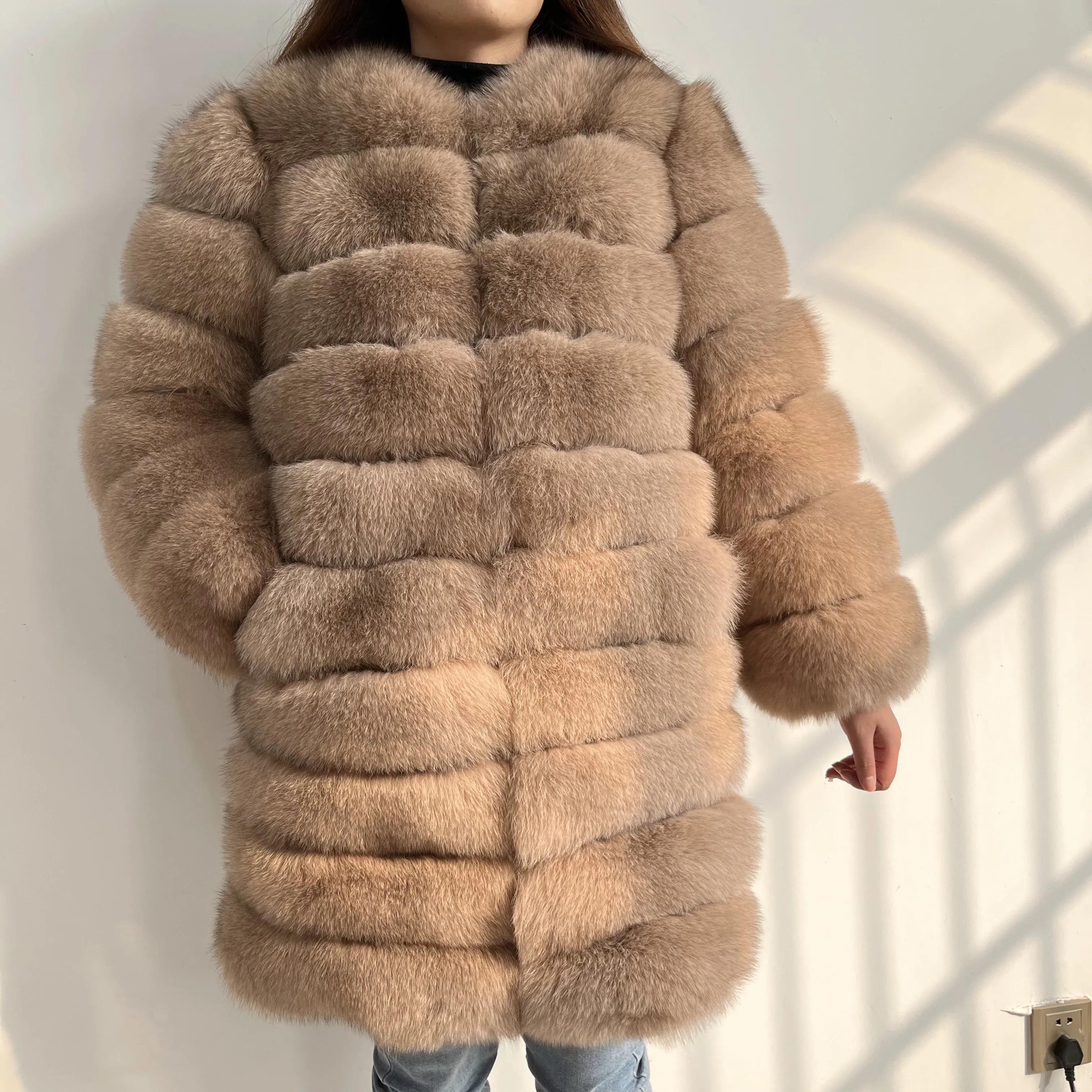 Boutique Luxus 4 in1 Echtpelz Mäntel Frauen natürliche Echtpelz Jacken Weste Winter Oberbekleidung Fuchs Pelzmantel hochwertige Pelzkleidung10xl