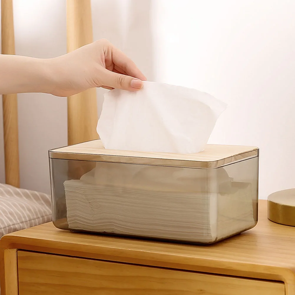 

Wooden Lid Box PP Material Home Decor Paper Box Kitchen Bedroom Living Room Storage Case Modern Design