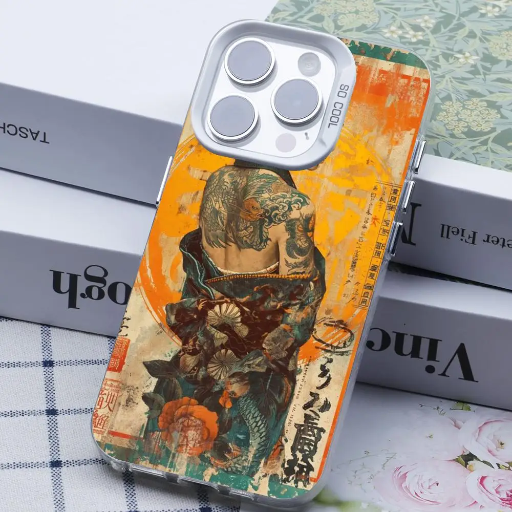Retro Tattoo Girl Mobile Phone Case for iPhone 17 16 15 14 13 12 11 X XR XS 8 7 Air Pro Max Plus White Translucent  Cover