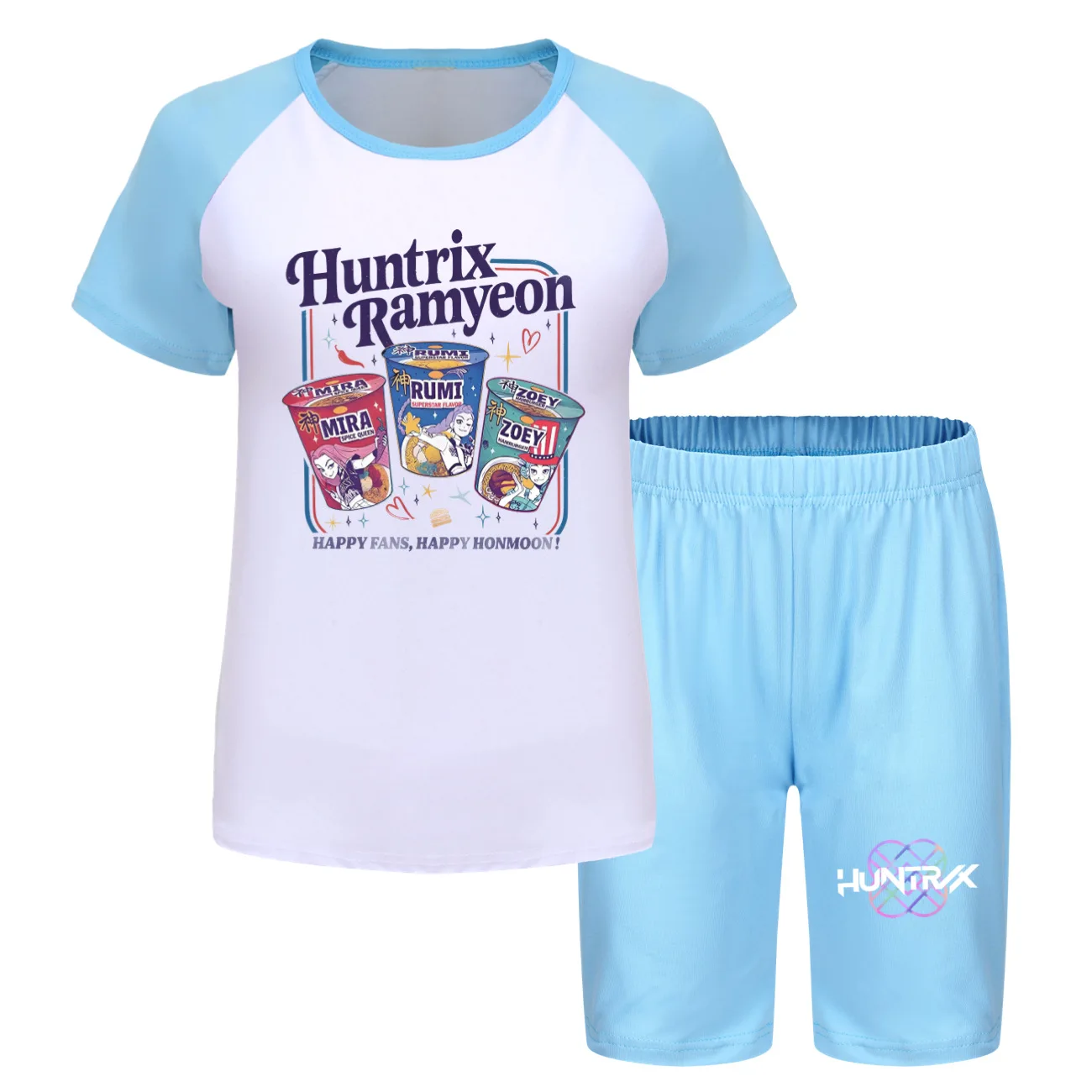 

Пижамный комплект KPop Demon Hunters, детская летняя футболка с короткими рукавами и шорты, ночная рубашка унисекс, одежда для маленьких мальчиков-подростков и девочек