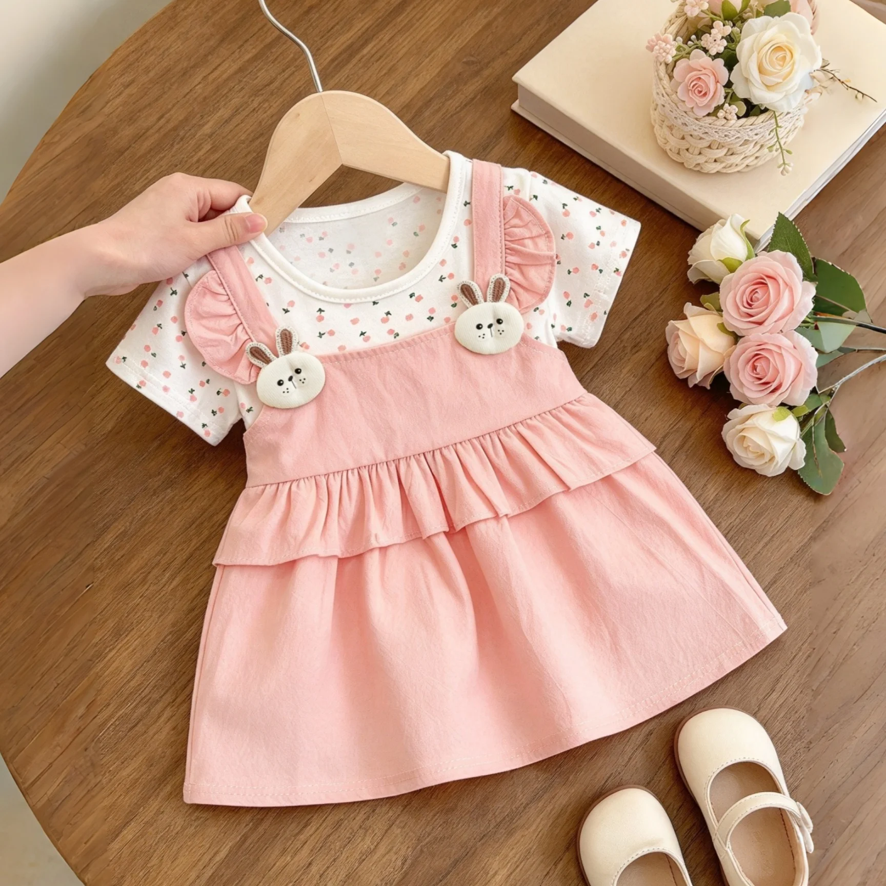 6 Months -2 Years Old Summer New Baby Girl Dress Cute Floral Comfortable Daily Outdoor Wear Sweet Baby Short Sleeved Dress
