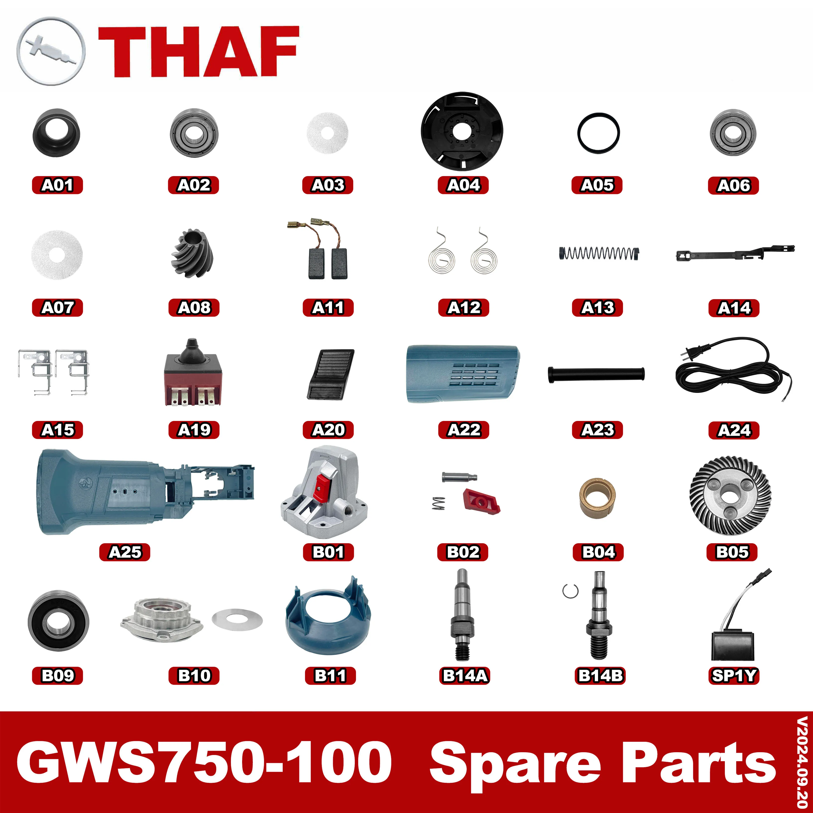 Запасные части для угловой шлифовальной машины BOSCH GWS750-100 GWS 750-100 S