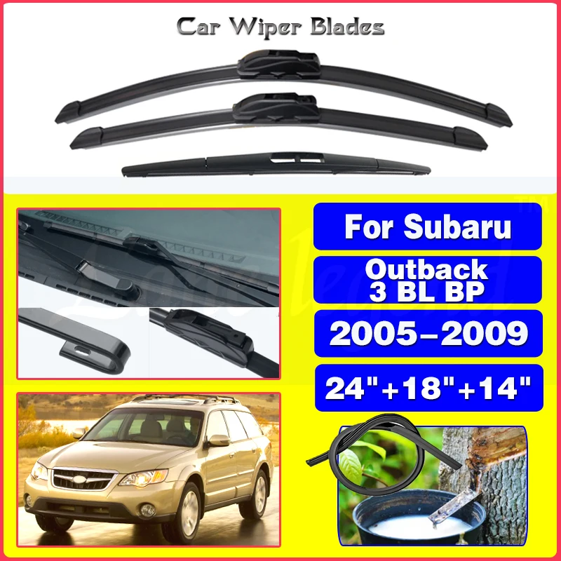 

For Subaru Outback 3 BL BP 2005 2006 2007 2008 2009 Car Wiper Front Rear Wiper Blades Windscreen Windshield Window 24"+18"+14"