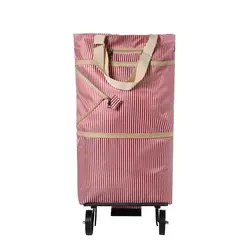 Folding Shopping Bag with 2 Wheels Foldable Shopping Cart Trolley Bag on Wheels Bag Buy Vegetables Shopping Organizer Carrier