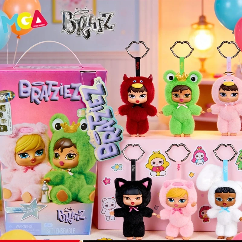 Caja Sorpresa Original MGA Bratz Bratziez con Llavero, Figura de Anime con Atuendo de Conejita y Atuendo de Gato Negro, Modelo de Caja Misteriosa, Adorno, Regalo