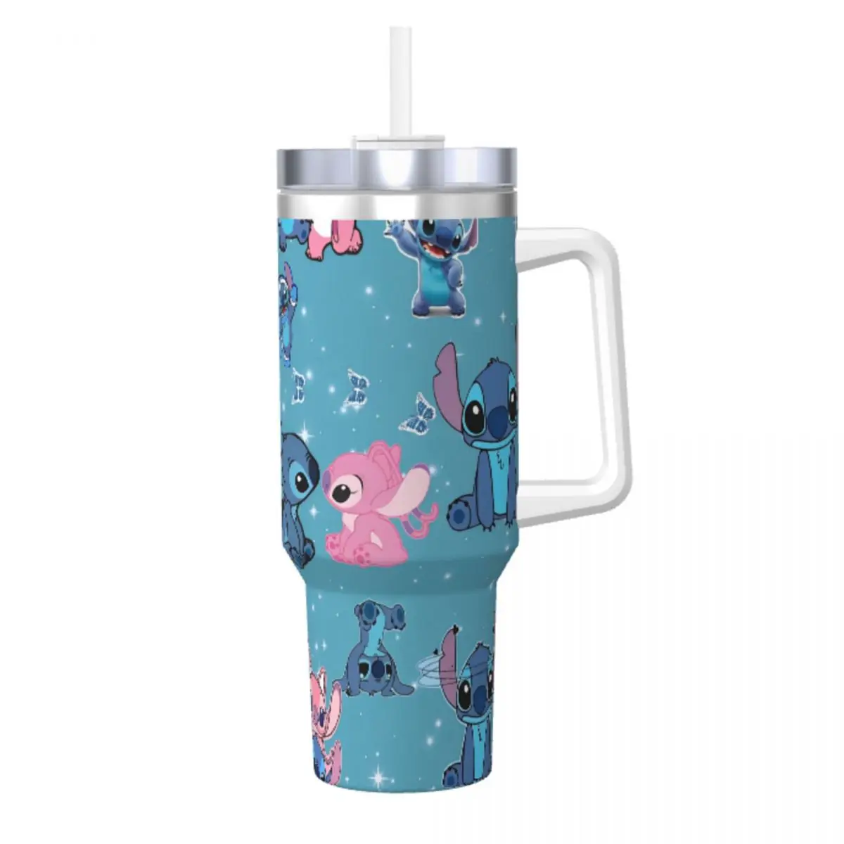 Stitch Angel Miniso Tumbler Cold Drink Water Bottle Heat Preservation Stainless Steel Thermal Cups Printed Travel Mugs Cup