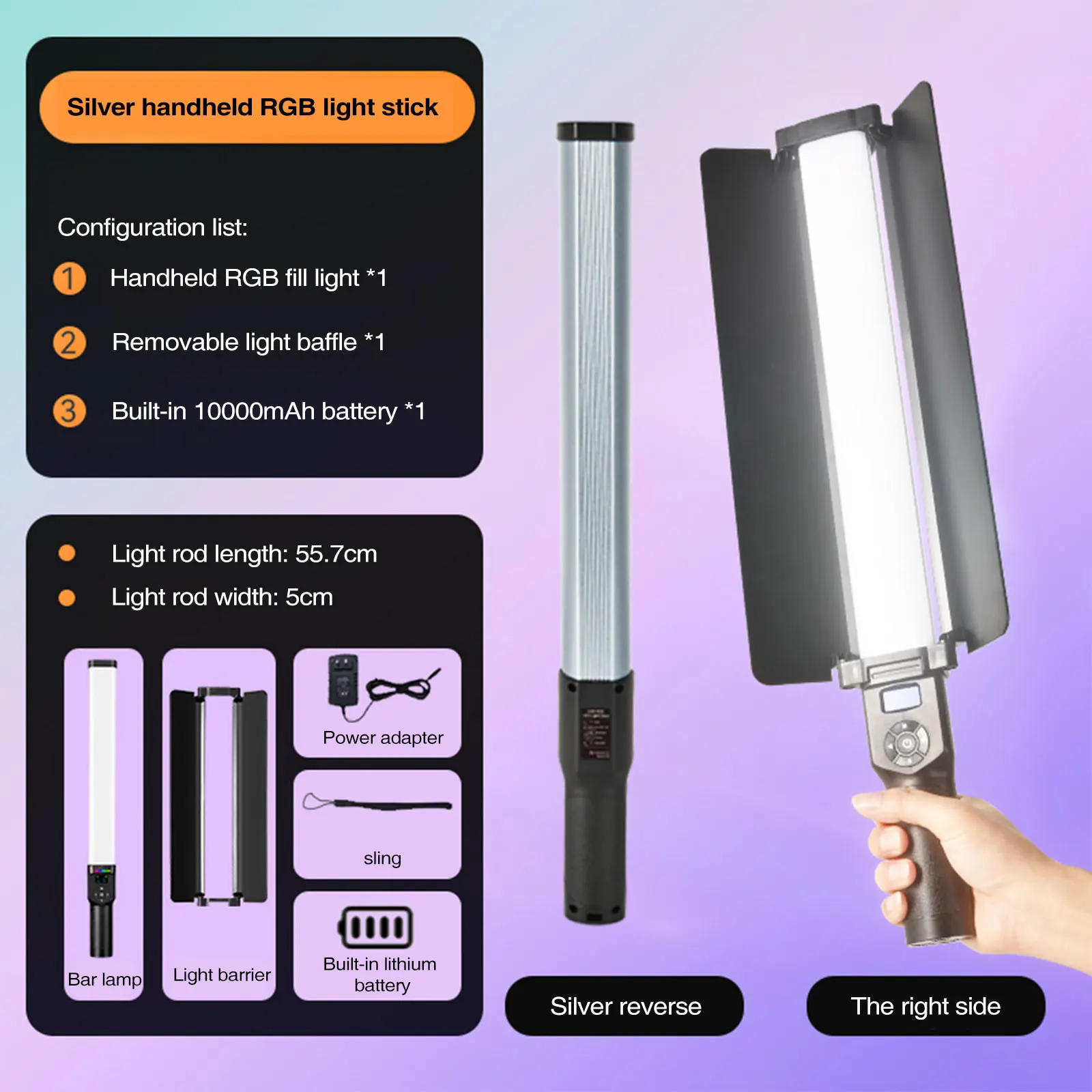 30W Rgb Buis Licht Full-Color Cri 95 3000K-6500K Verstelbare Rgb Licht Wand Voor Vlog Video Fill Licht Fotografie Verlichting