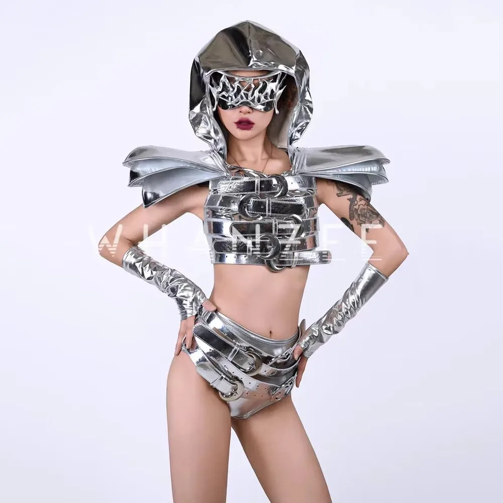 شورت نسائي برباط فضي، شورت للرقص، زي سحب الملكة، زي الملهى الليلي، مجموعة راقصة المغني، ملابس المسرح