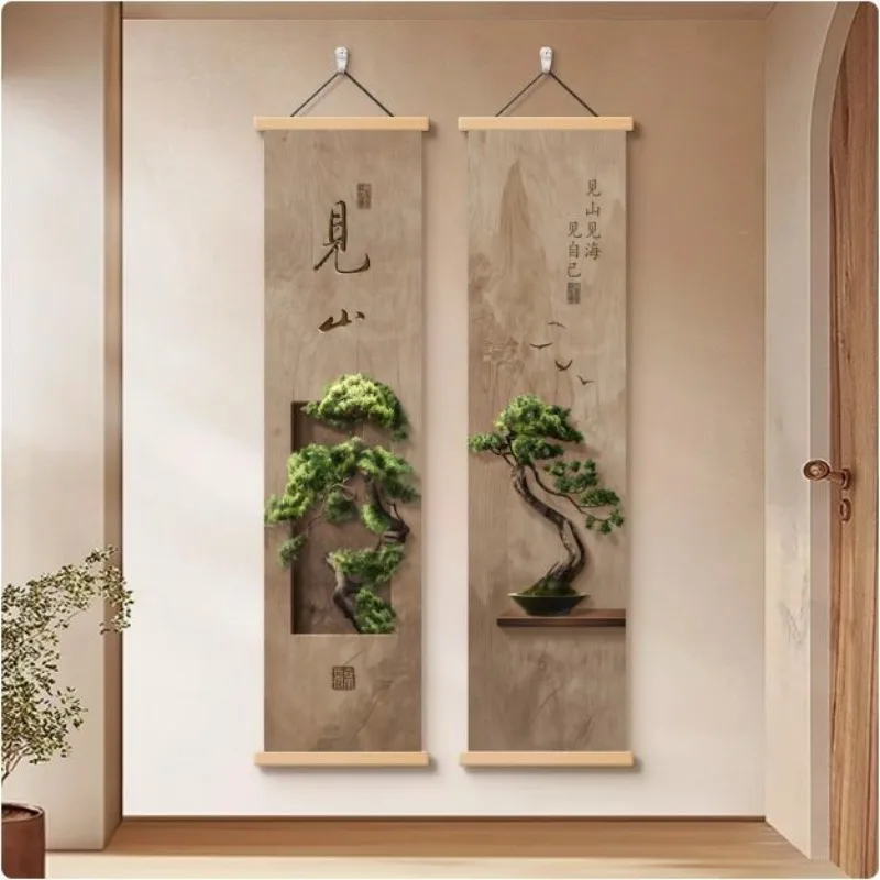 Welcoming Pine Landscape Narrow Wall Scroll for Hallway Tea Room