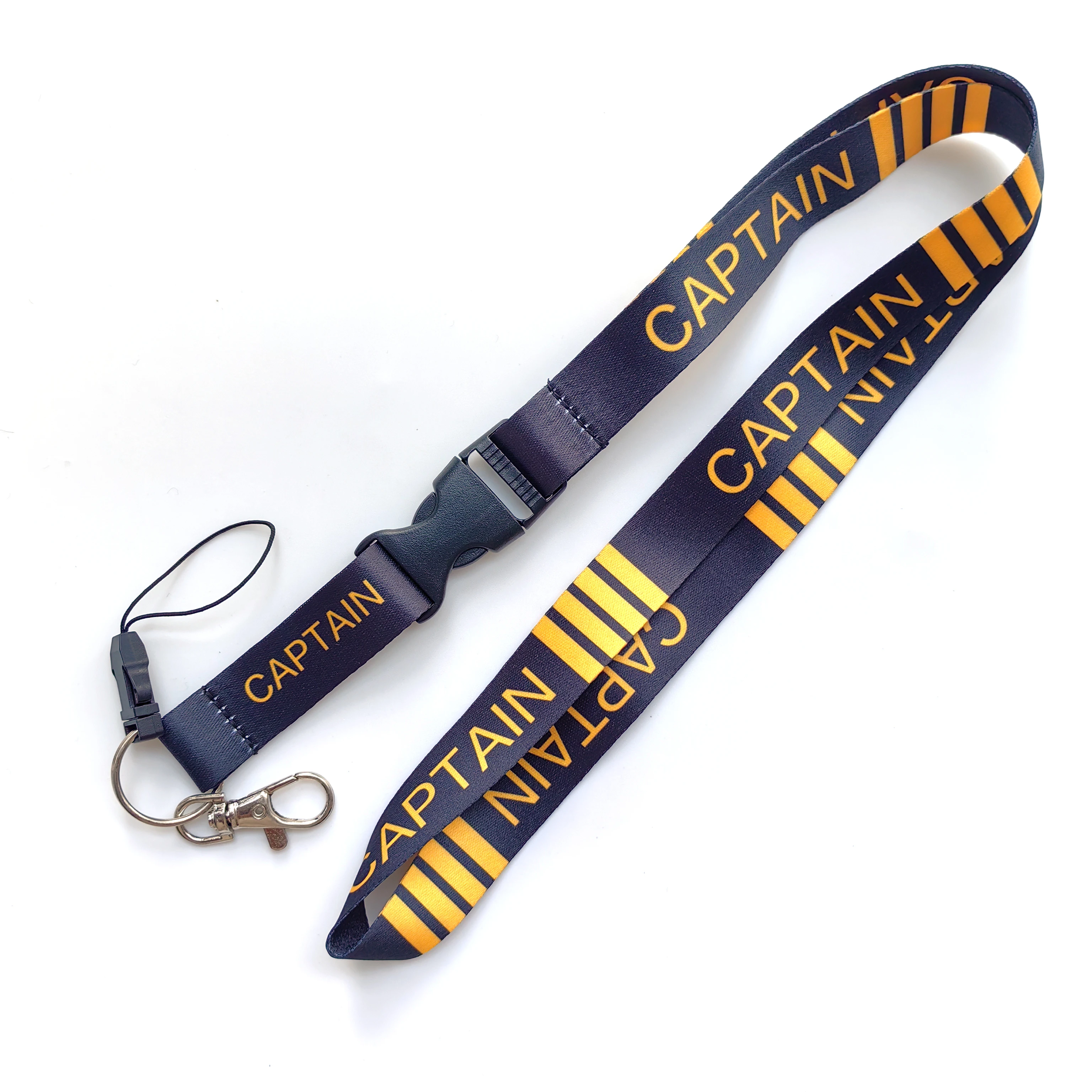 

1PC Polyester Strap With Captain Letter Lanyard Mobile Phone Neck Strap Buckle Lanyard For Flying Enthusiasts Gift ID Card Lanya