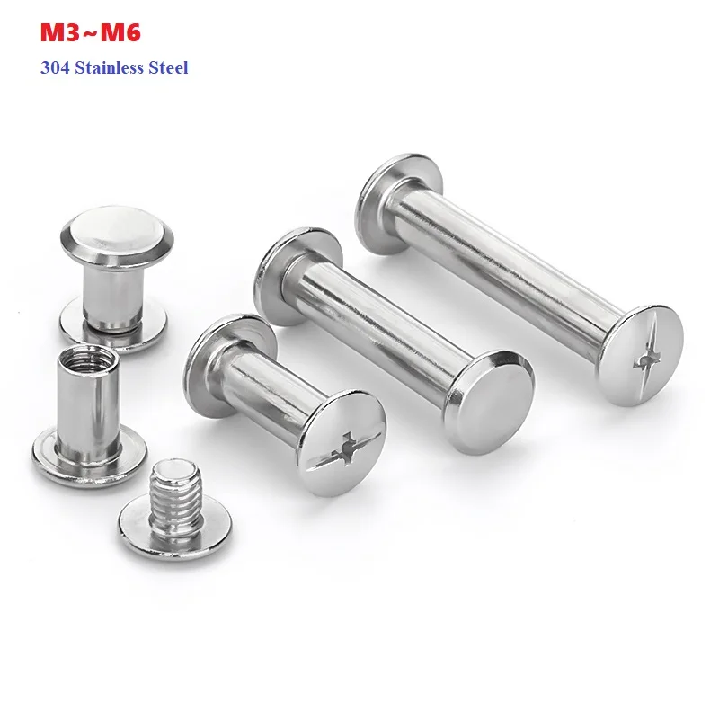 M3 M4 M5 M6 Luggage Leather Metal Craft Solid Screw Nail Rivet Double Curved Head Belt Strap Rivets Book Screws Buttons Snap