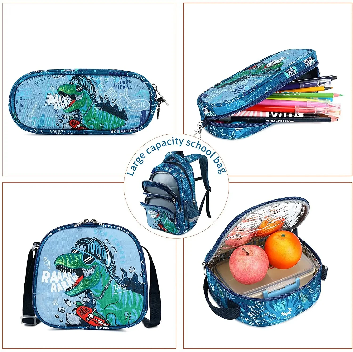 Cartoon Unicorn 3 Piece Set School Bags For Girls Boys Kids Space Backpack Primary School Students Backpack With Lunch Box