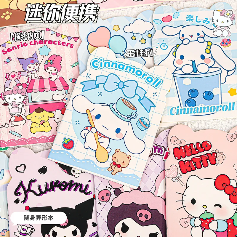 5Pcs Sanrio Notebook Hello Kitty Cute Student Award Thin Pocket Book Hard Shell Coloring Page Notepad Learning Stationery Gift