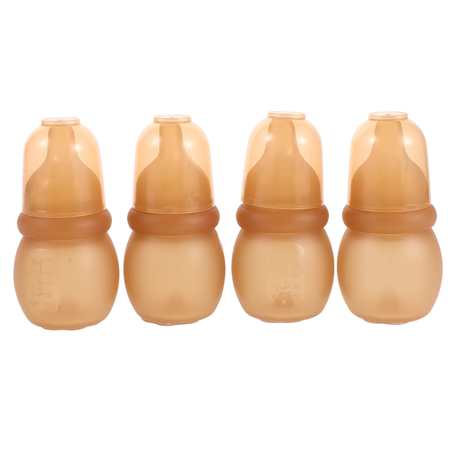 

4Pcs Mini Silicone Newborn Baby Bottle 60ml Anti-Colic Soft Nipple Infant Feeding Travel-Friendly Gentle Feeding Bottle