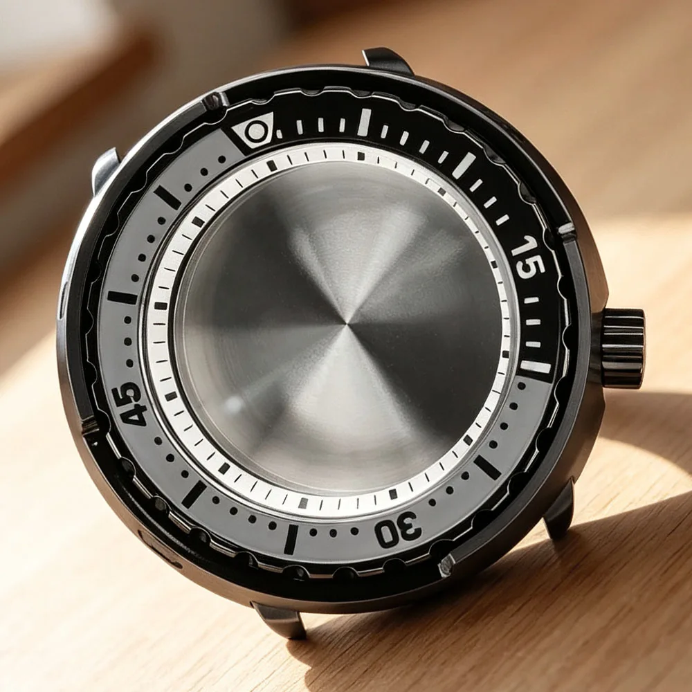 Black 47MM Diver Watch Case Hot Styles Accessories Sapphire Glass For NH35 NH36 NH38/70 Movt Tuna Can SKX C3 Luminous Bezel Case