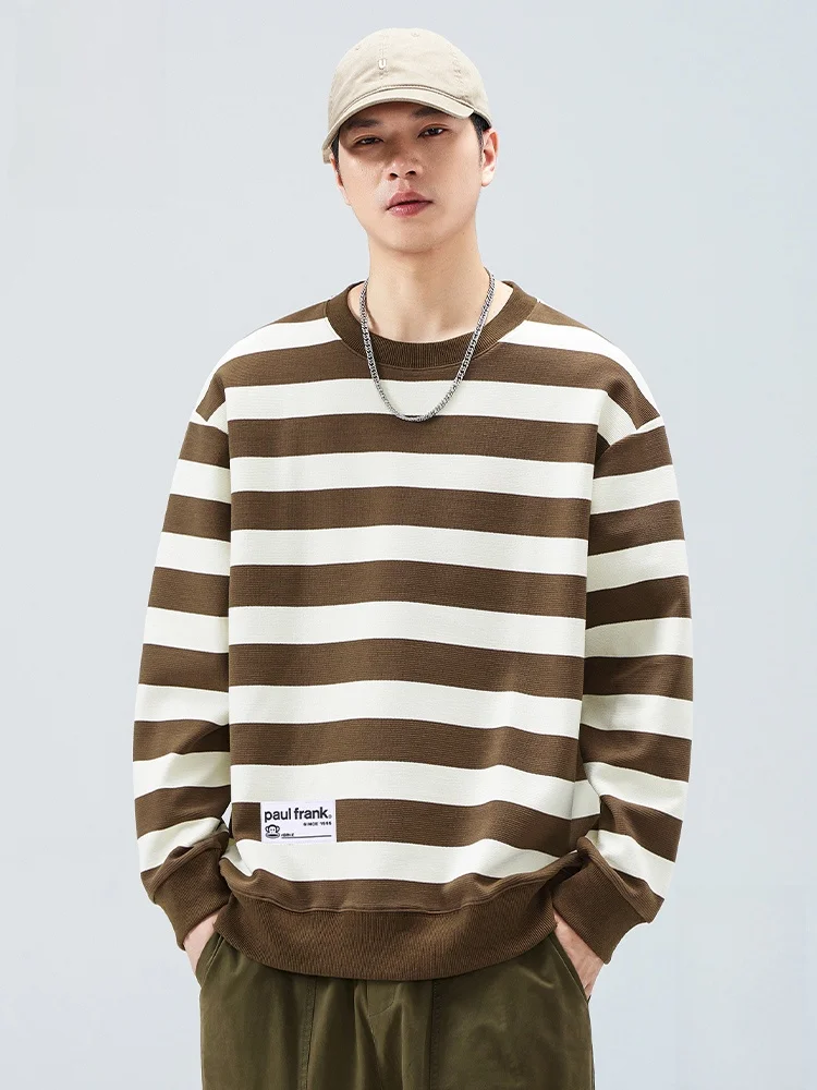 

PaulFrank Monkey Loose Fit round Ne Long Sve Sweatirt Men's Spring New Sle Spor Striped Hoodie Breathable Casual Wear