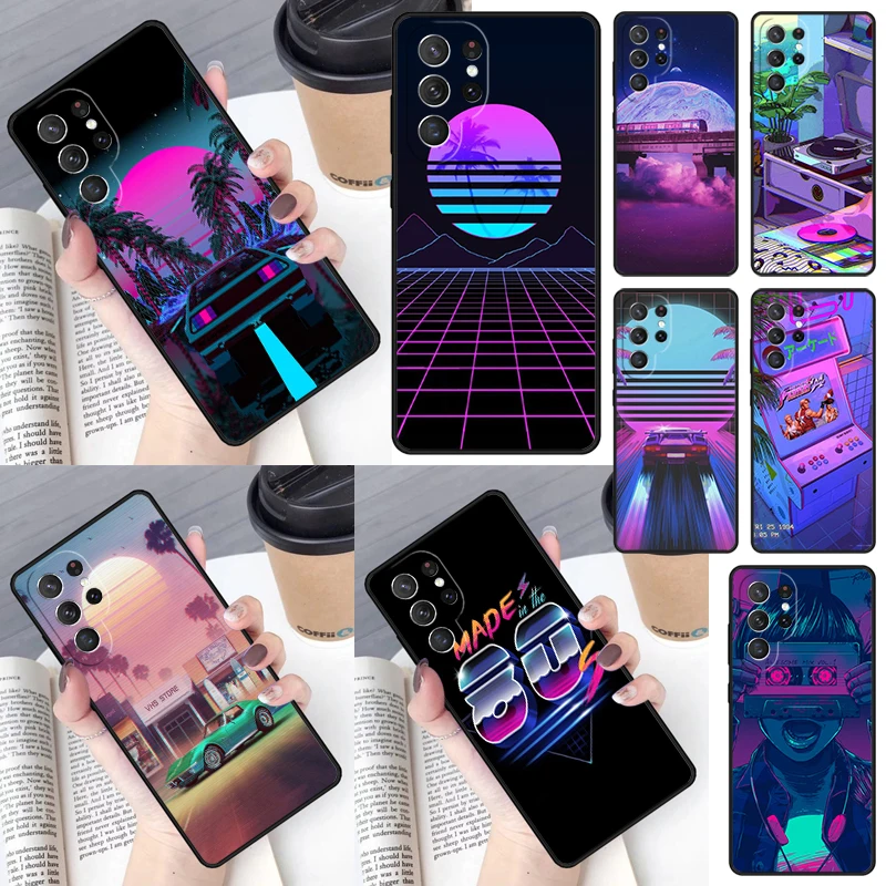 Synthwave 80's Retro Art Cover For Samsung Galaxy S23 Ultra S22 S20 S21 FE S8 S9 S10 Plus Note 10 20 Ultra phone Case