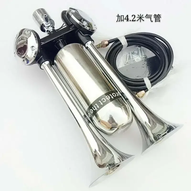 

Durable Transmitter Continuous Ear Protection Air Horn 12V24V with Air Storage Tank Super Loud Passenger Car Truck Modified Air