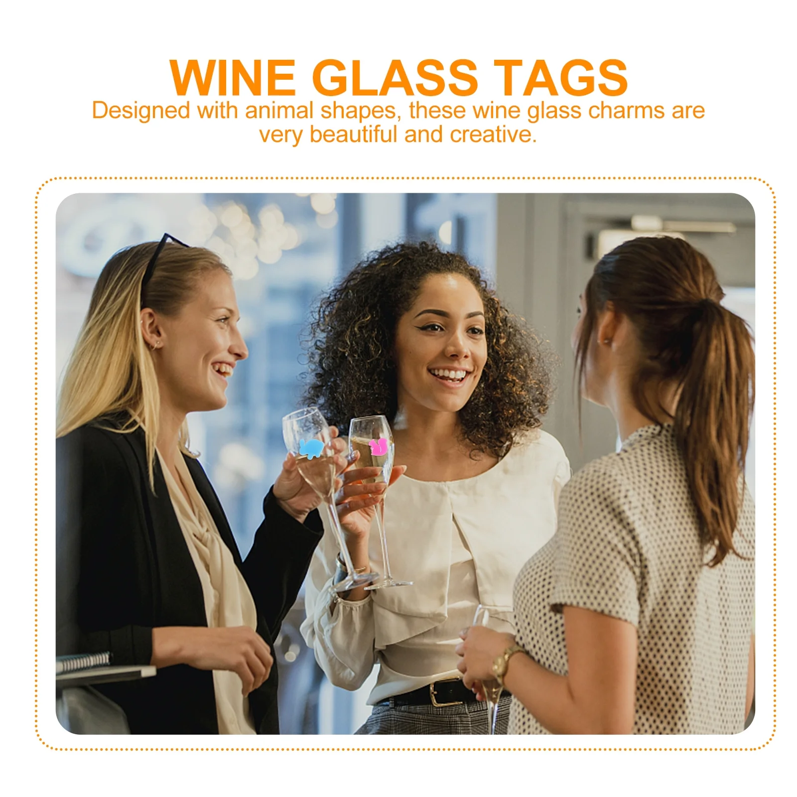 

12 Pcs Christmas Decor Glass Charms for Drinks Colorful Markers Funny Cup Identifying Labels