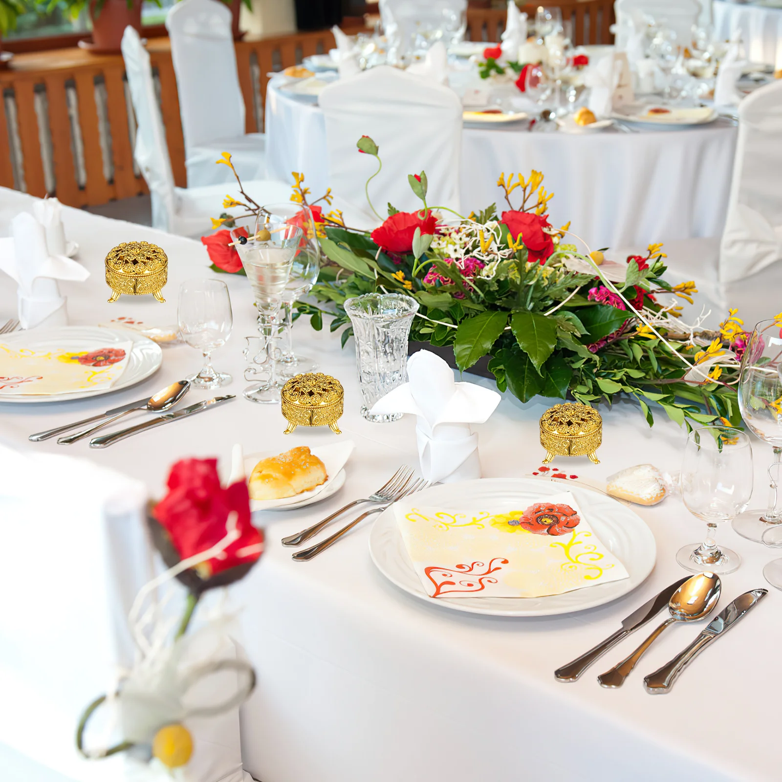 

10pcs Rose Boxes Golden Round For Wedding Candy Party Favors Birthday Dessert Gift Case For Wedding Packaging Box Case